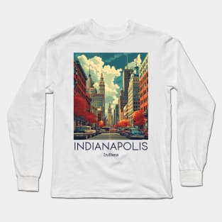 A Vintage Travel Illustration of Indianapolis - Indiana - US Long Sleeve T-Shirt